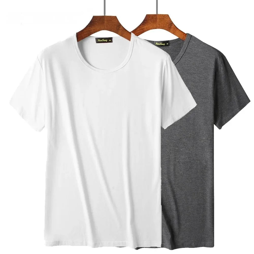James™ eenvoudige witte u-hals lichtgewicht heren t-shirts