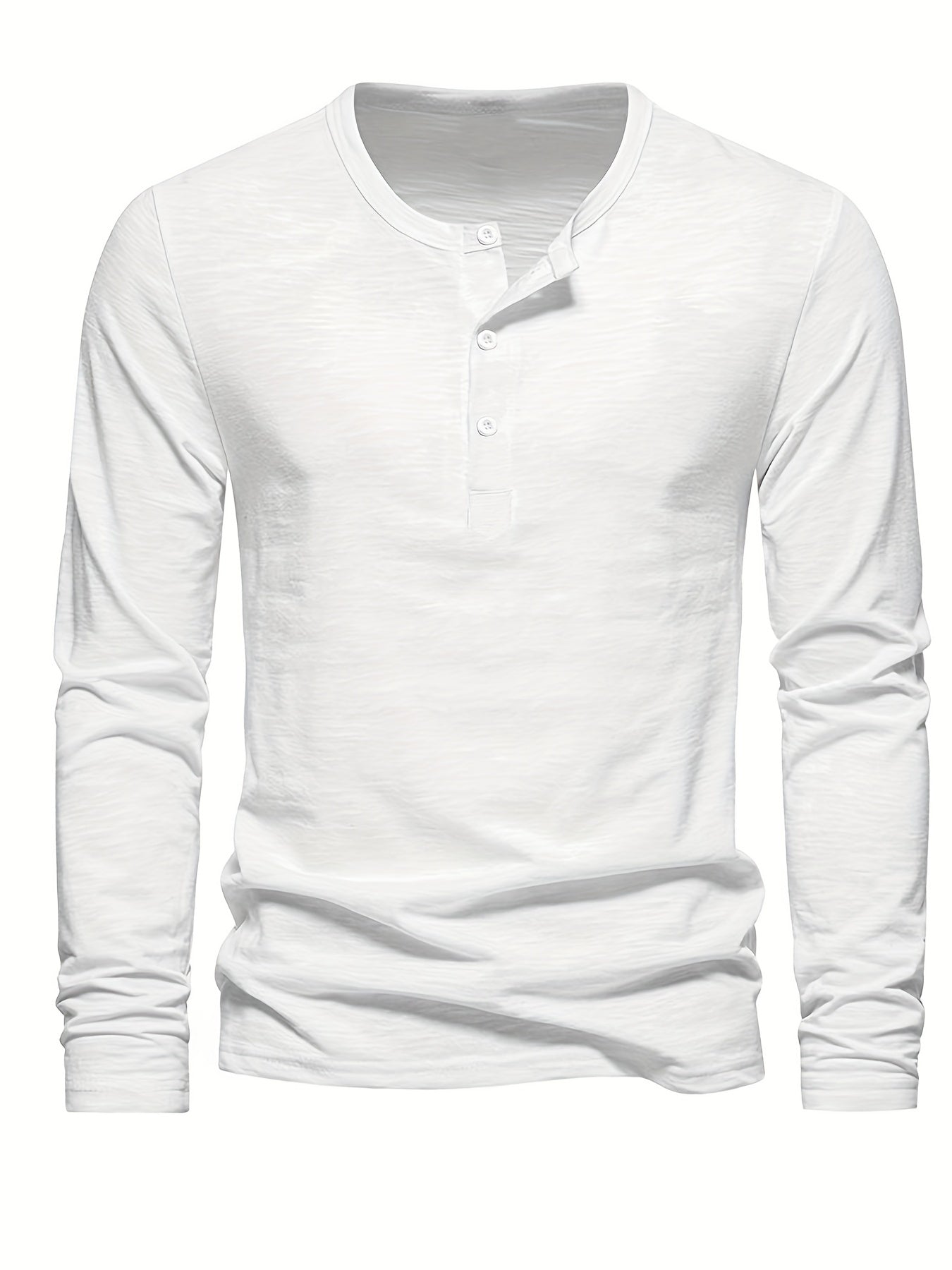 Elder - Heren Lange Mouw Henley Shirt met Knoopsluiting