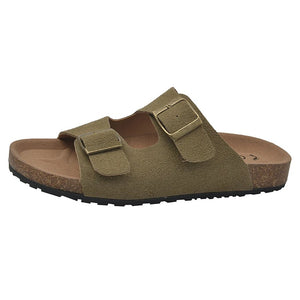 Hudson™ dubbele gesp kaki zwart suède sandalen heren