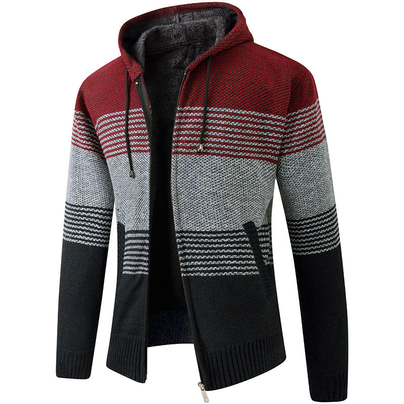 Oliver® wollen gestreept rits met fleece heren vest