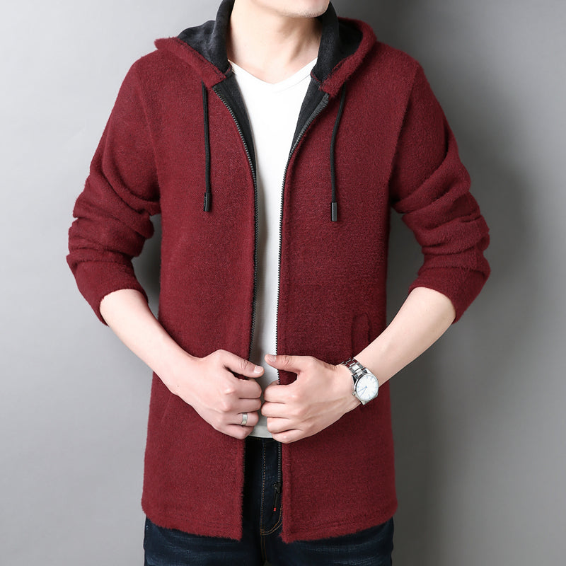Oliver® gebreide slim grijs met opstaande kraag heren fleece trui