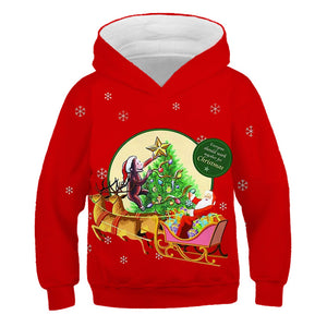 Santa™ rode hoodie met cartoonprint en fleece kersttrui