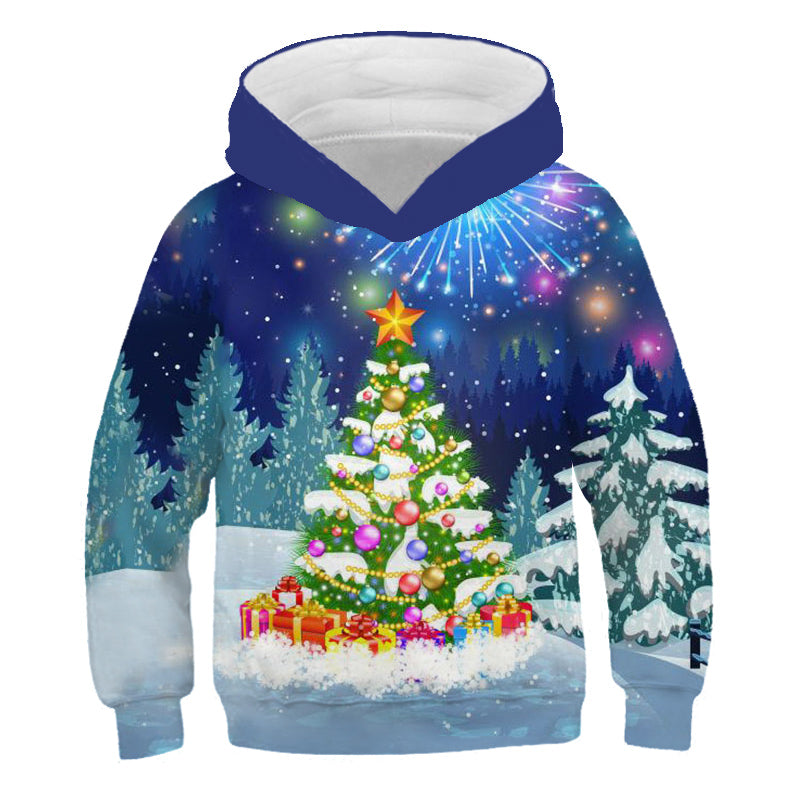 Santa™ rode hoodie met cartoonprint en fleece kersttrui