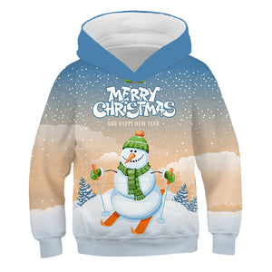 Santa™ rode hoodie met cartoonprint en fleece kersttrui