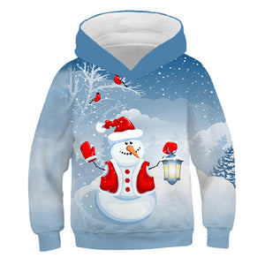 Santa™ rode hoodie met cartoonprint en fleece kersttrui