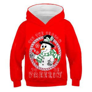 Santa™ rode hoodie met cartoonprint en fleece kersttrui