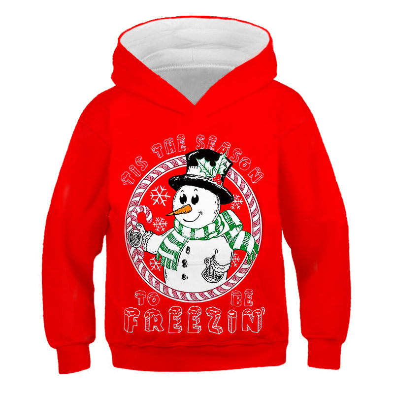 Santa™ rode hoodie met cartoonprint en fleece kersttrui