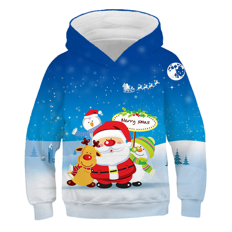 Santa™ rode hoodie met cartoonprint en fleece kersttrui