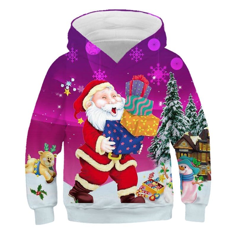 Santa™ rode hoodie met cartoonprint en fleece kersttrui