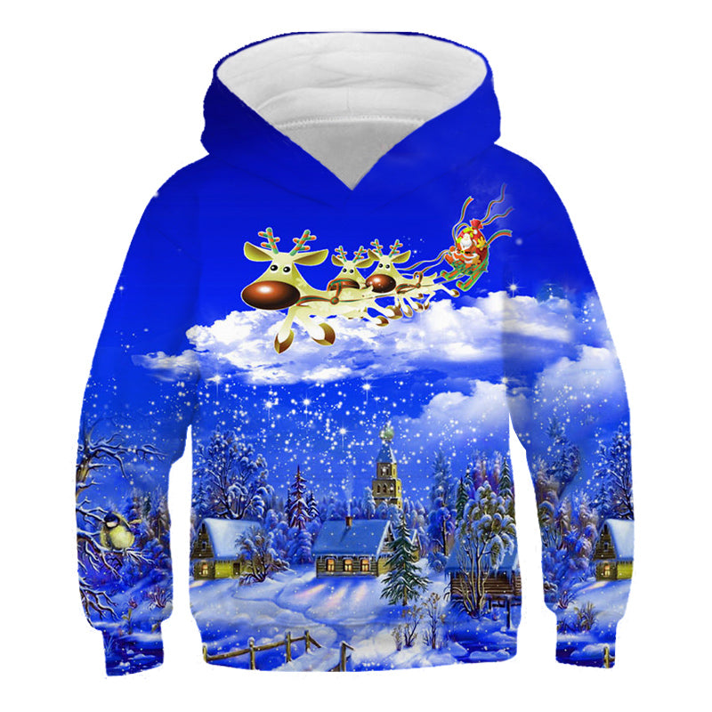 Santa™ rode hoodie met cartoonprint en fleece kersttrui