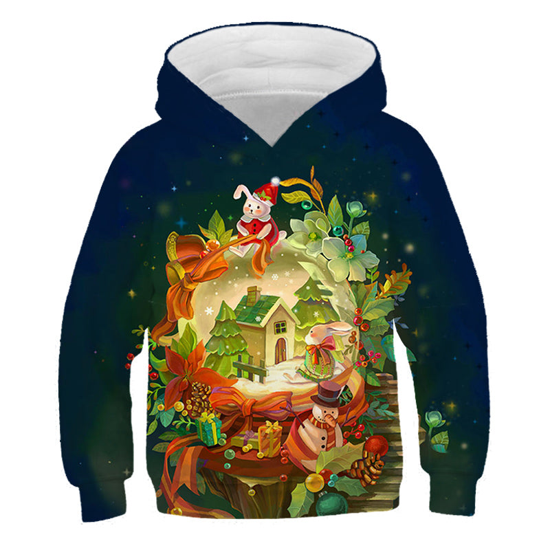 Santa™ rode hoodie met cartoonprint en fleece kersttrui