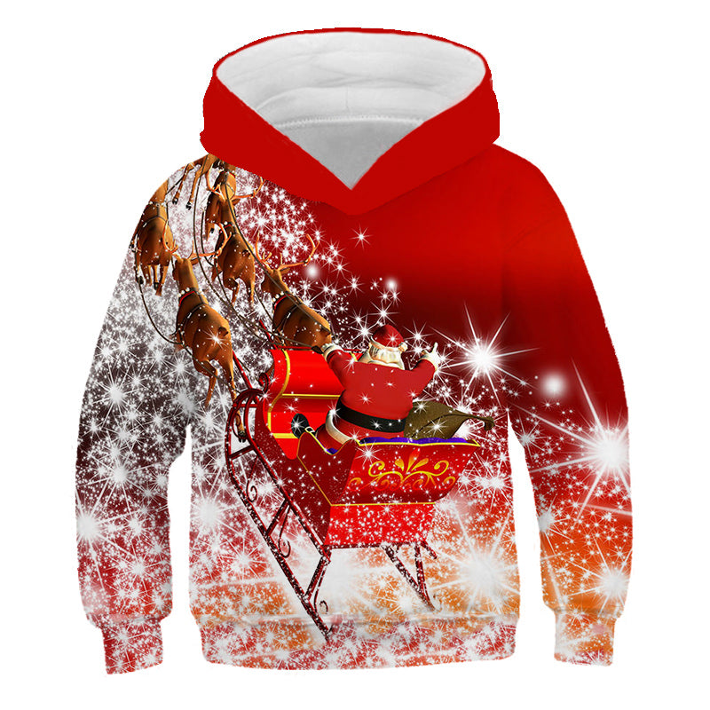 Santa™ rode hoodie met cartoonprint en fleece kersttrui