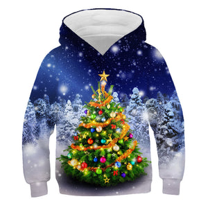 Santa™ rode hoodie met cartoonprint en fleece kersttrui