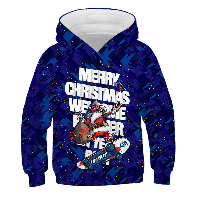 Santa™ rode hoodie met cartoonprint en fleece kersttrui