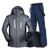 James™ sport stijl dikke blauwe hoodie waterdichte grijze broek ski pak