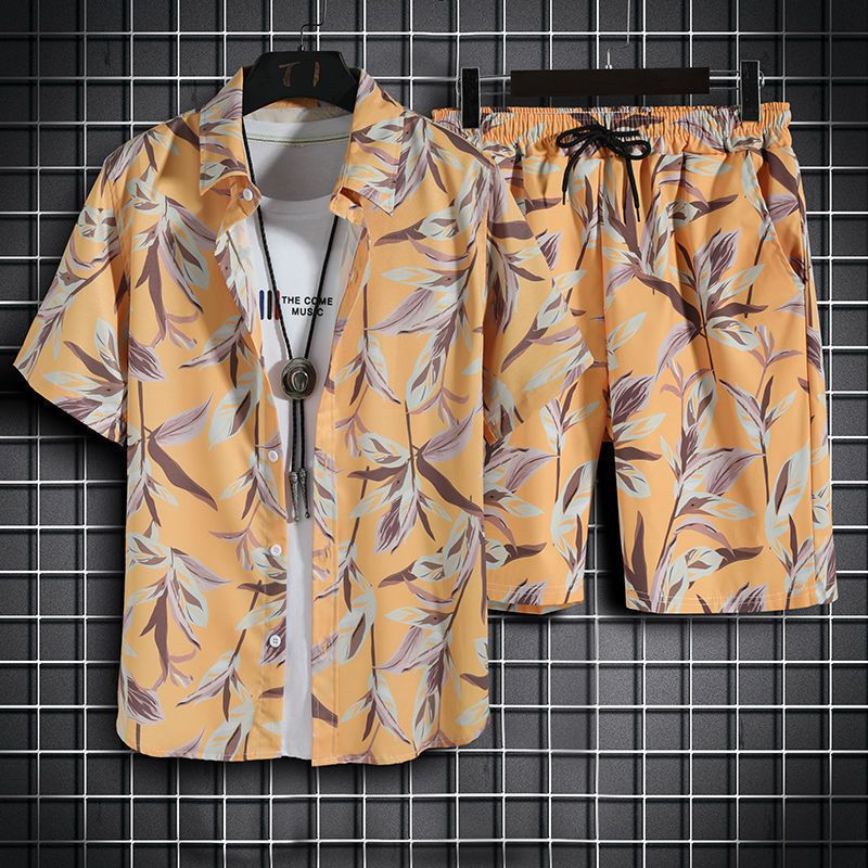 James™ Sneldrogend, korte broek met print en open overhemd heren zomerset