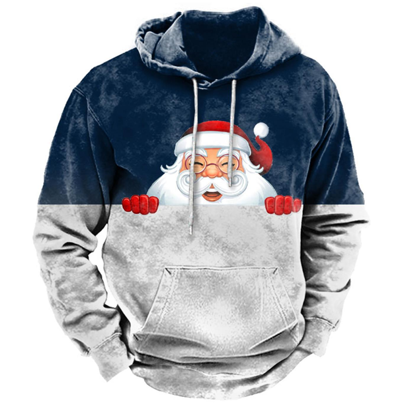 Santa™ fluwelen hoodie met digitale print blauw kersttrui