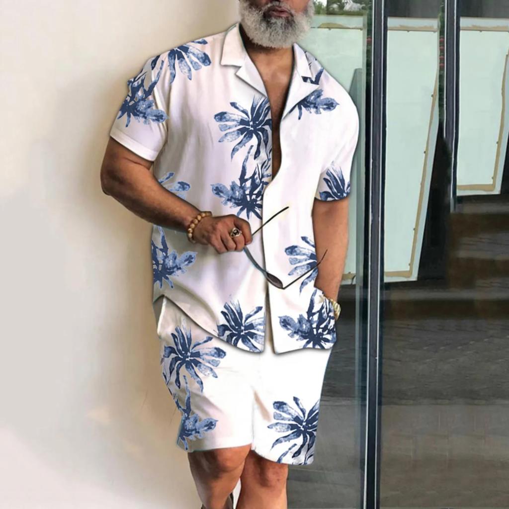 James™ Kokospalm bedrukt oversized shirt en shorts heren zomerset