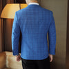 James™ geruit blauw heren colbert in zakelijke stijl met fleece