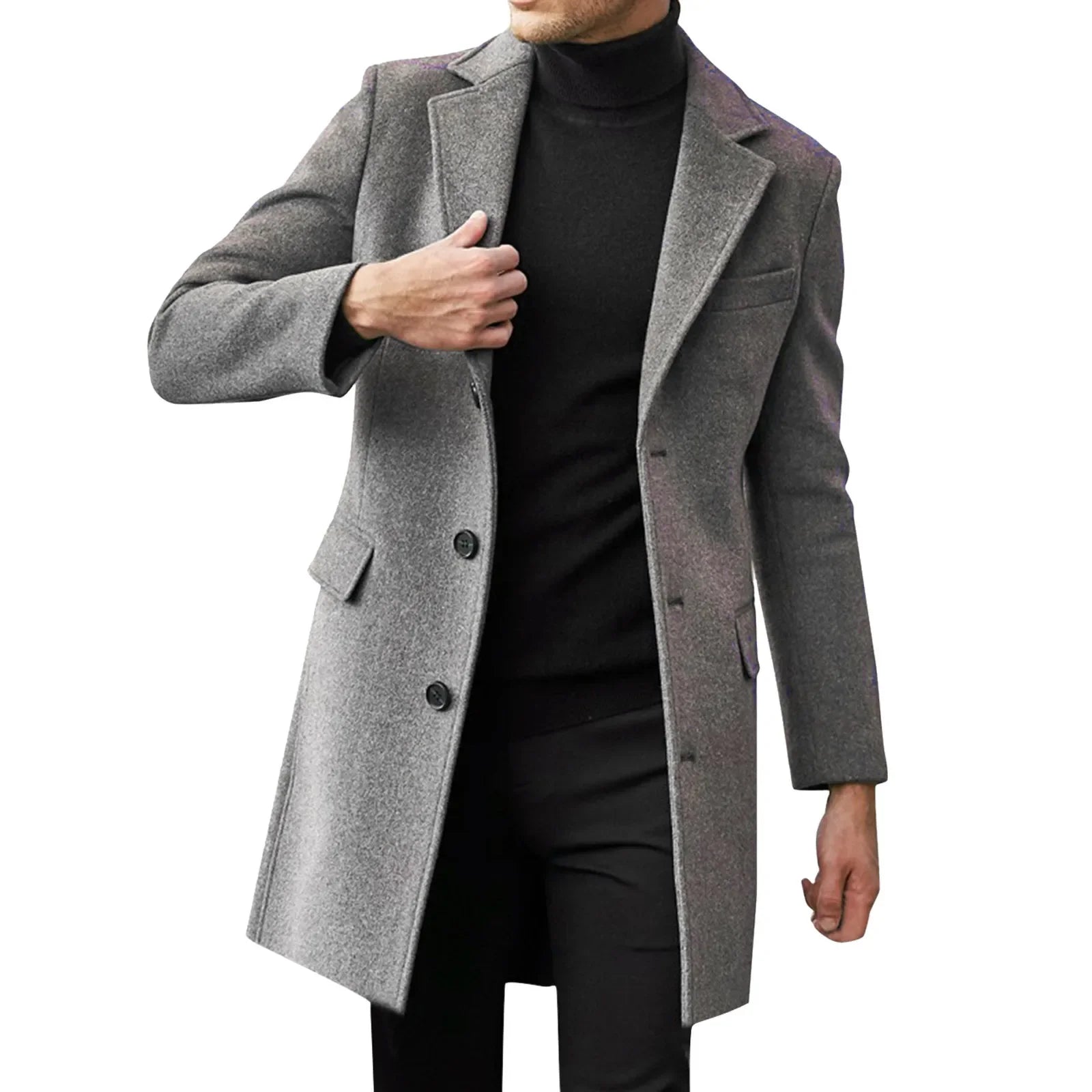 Tommy™ Zakelijke stijl dikke wollen winddichte heren mantel jas