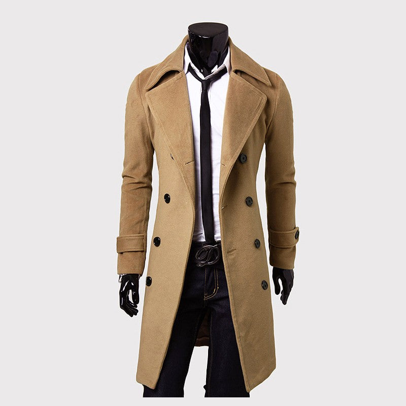 Tommy™ wollen double-breasted heren mantel jas met revers