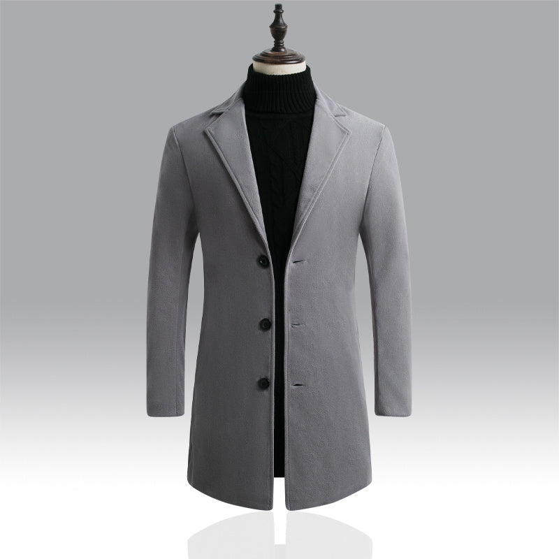 Tommy™ lichtgrijze knoop met fleece Heren lange jas