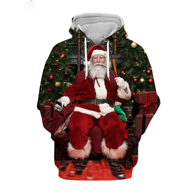 Santa™ maroon bedrukte winddichte lichtgewicht kersttrui
