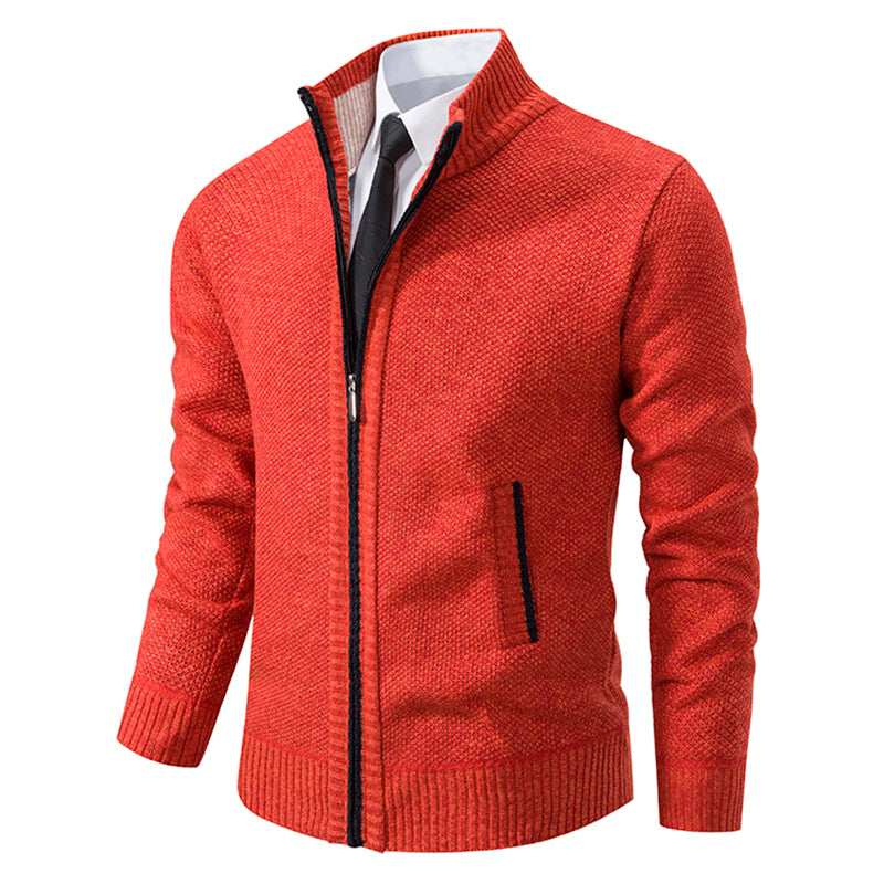 Oliver® leger groen wollen gebreid met rits fleece zacht heren vest