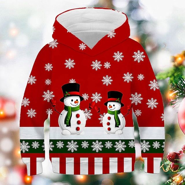 Santa™ bedrukte hoodie rood met fleece kersttrui