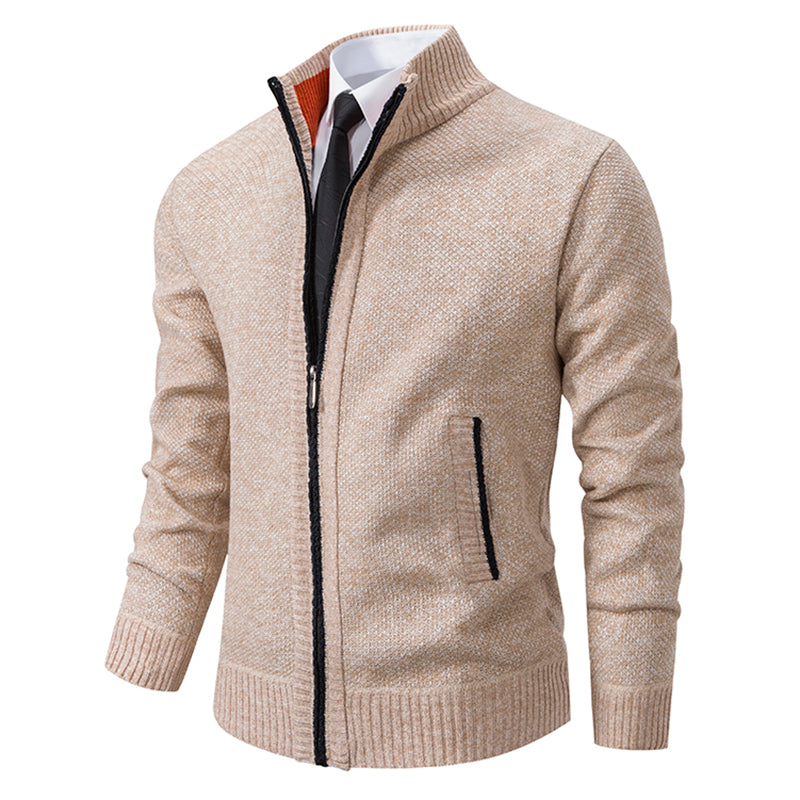 Oliver® leger groen wollen gebreid met rits fleece zacht heren vest