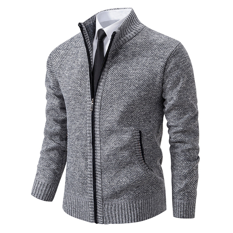 Oliver® leger groen wollen gebreid met rits fleece zacht heren vest