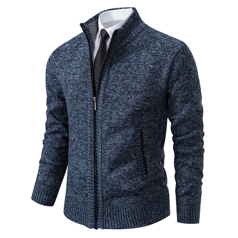 Oliver® leger groen wollen gebreid met rits fleece zacht heren vest