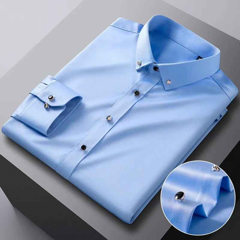 James™ business stijl boorknop wit eenvoudig heren overhemd