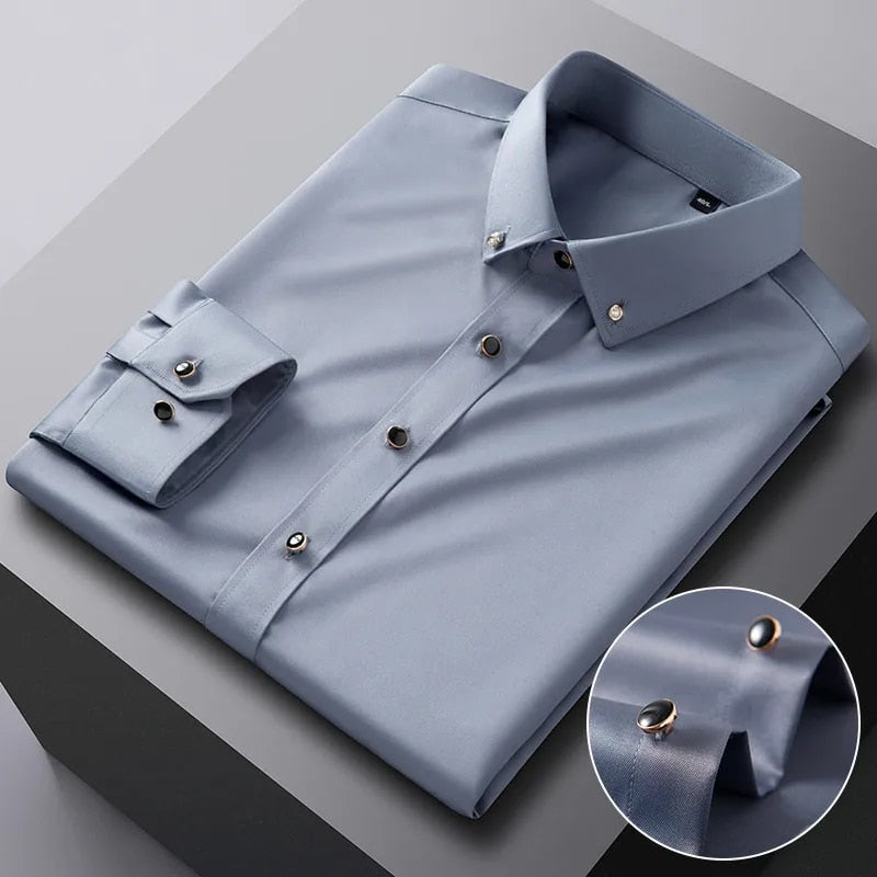 James™ business stijl boorknop wit eenvoudig heren overhemd