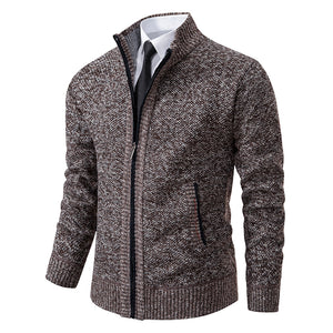 Oliver® leger groen wollen gebreid met rits fleece zacht heren vest