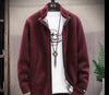 Oliver® gebreid imitatiebont met opstaande kraag fleece zacht herenvest