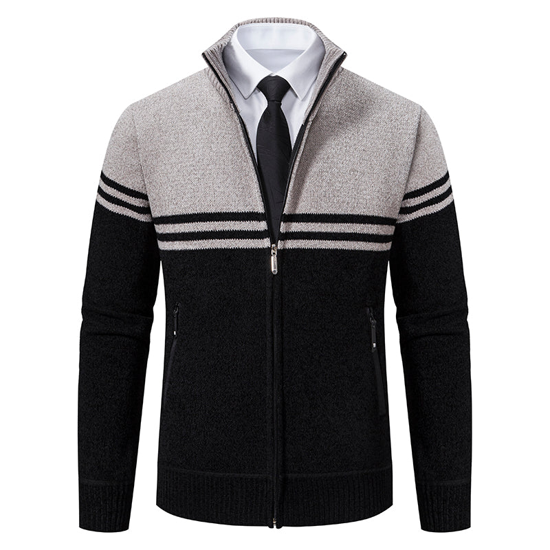 Oliver® fleece trui met kleurblok patch stijl voor heren