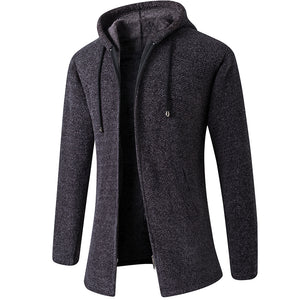 Oliver® Heren lange jas| winddicht fleece met capuchon