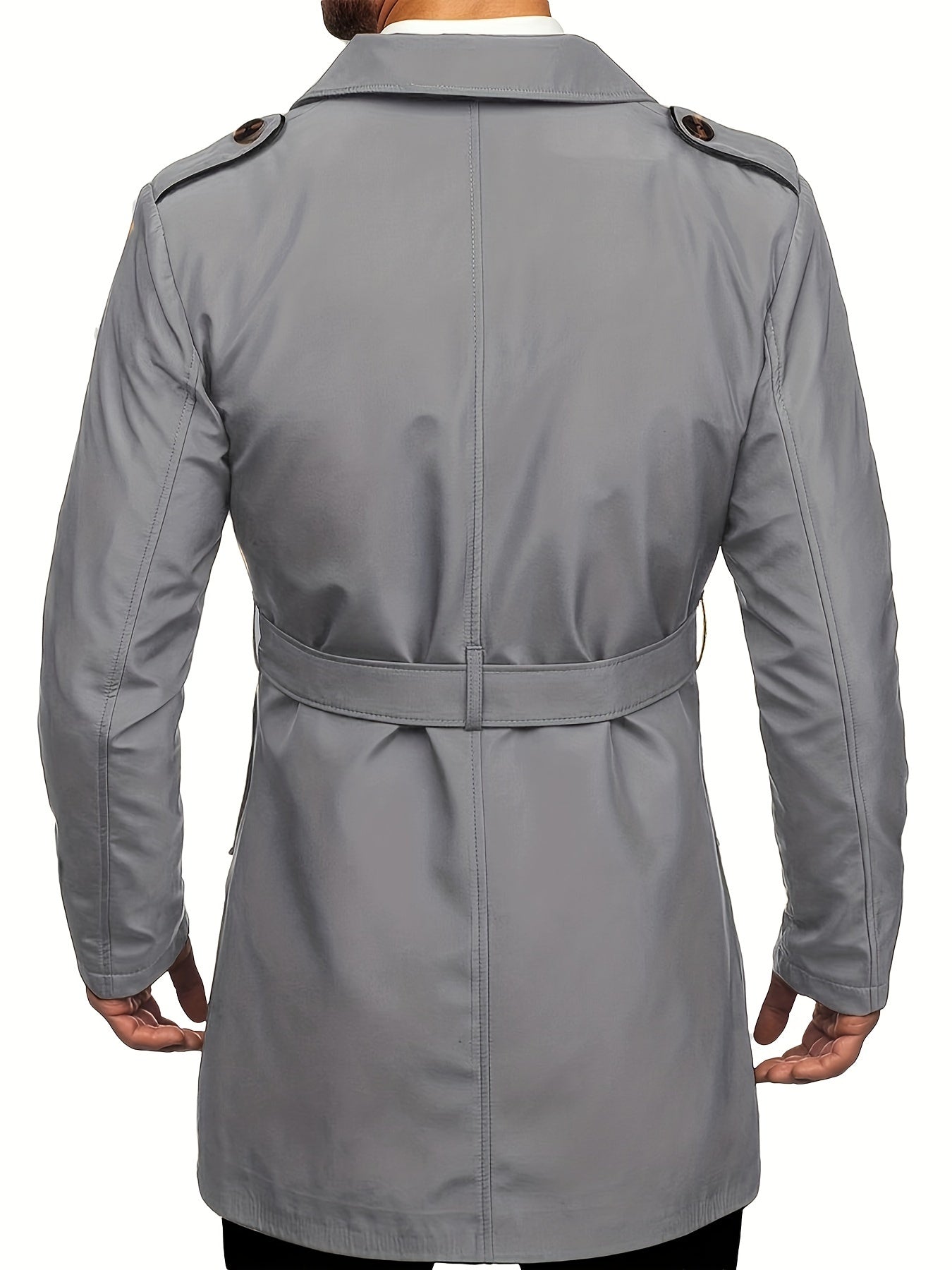 Coatify - Heren Dubbelknoop Trenchcoat met Tailleband en Stormflap