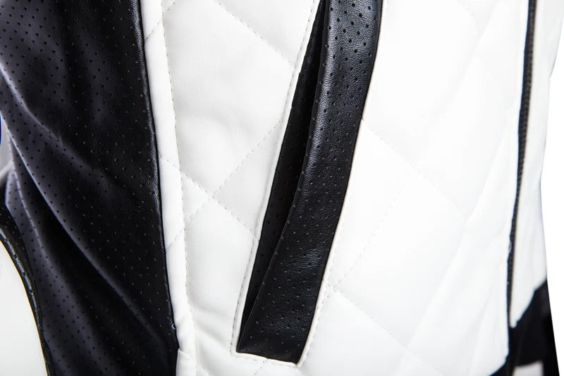 Oliver® zwart witte opgestikte heren leren jas