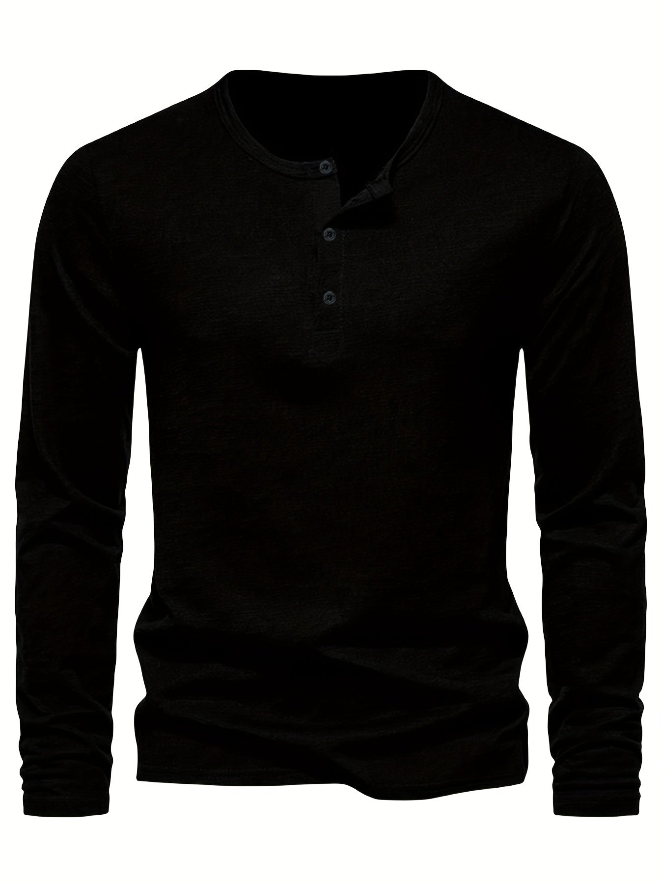 Elder - Heren Lange Mouw Henley Shirt met Knoopsluiting