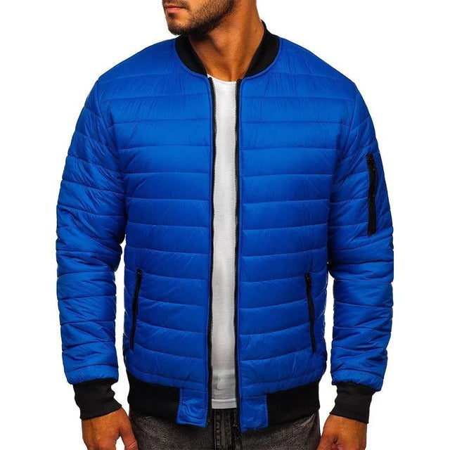 Oliver® blauw gevoerd met reversrits heren gewatteerde jas