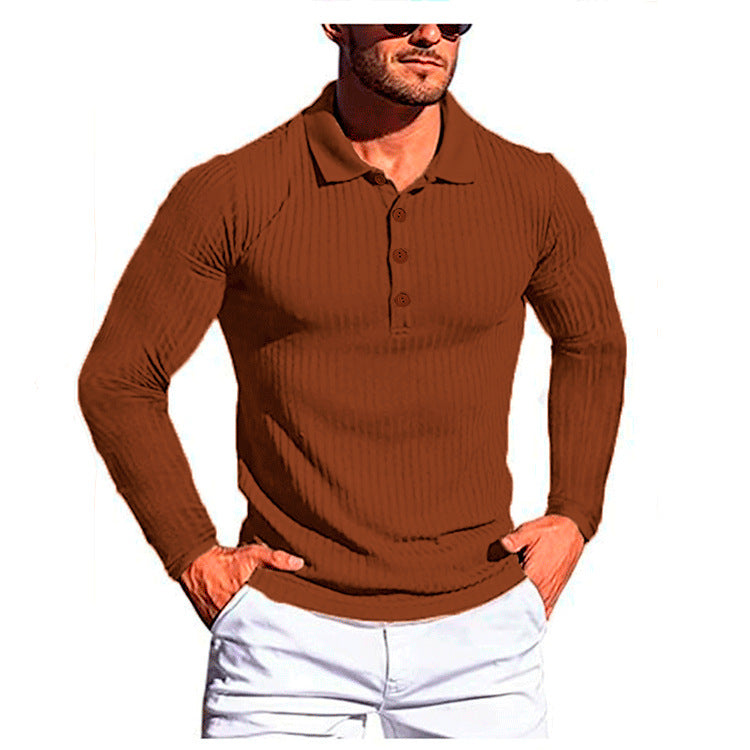 James™ slim fit gestreepte Polo lange mouwen