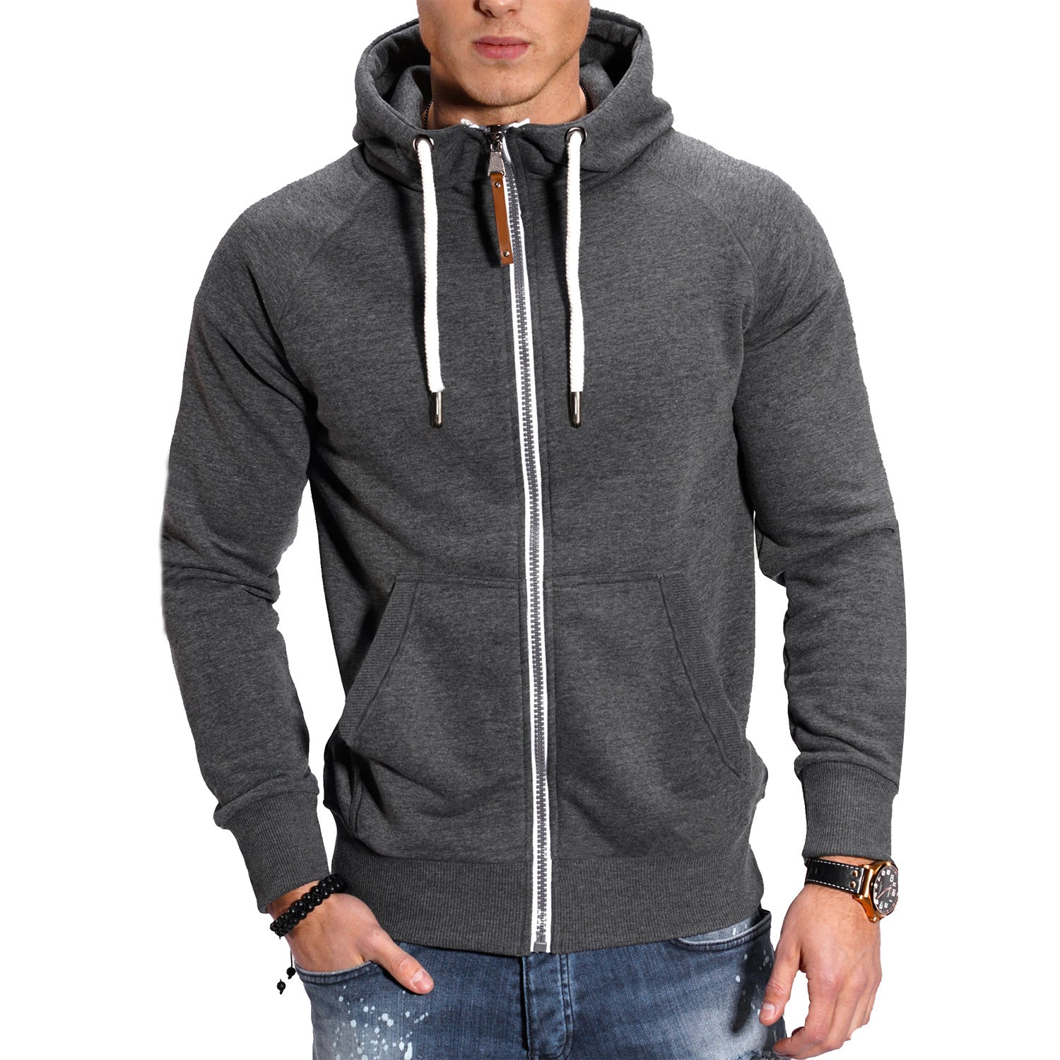 Oliver® sport stijl wollen met rits heren hoodie