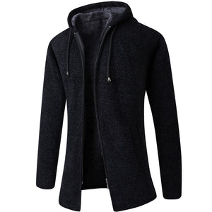 Oliver® Heren lange jas| winddicht fleece met capuchon