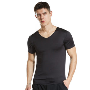 James™ sport stijl wit ijs zijde v hals t shirt herren