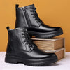 DopeStride™ sportstijl echt zwart leer met zijrits winterschoenen