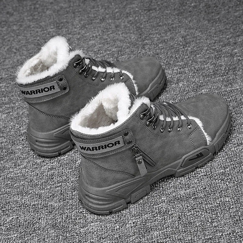 DopeStride™ grijze leren comfortabele winterschoenen met letterprint