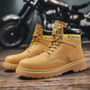 DopeStride™ gele leren hoge winterschoenen met letterprint