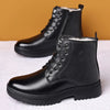 DopeStride™ sportstijl echt zwart leer met zijrits winterschoenen